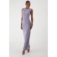 MissPap Women's Slash Neck Cap Sleeve Drape Maxi Dress in Grey | Size: 12