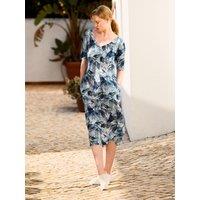 Celtic & Co Women's Linen / Cotton V Neck Midi Dress in Navy | Size: 10