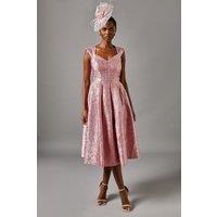 Coast Women's Sweetheart Jacquard Midi Dress in Blush | Size: 10