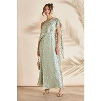 Coast Women's Metallic One Shoulder Maxi Dress in Olive | Size: 10