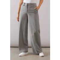 Wallis Women's Pinstripe Wide Leg Trouser in Grey | Size: 16