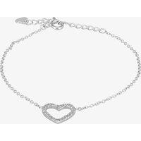 T.H.Baker Women's Sterling Silver Pav Heart Frame Bracelet Bracelet P7683B 3A 18CM | Size: 18 cm