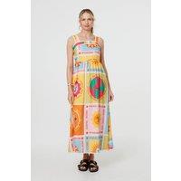 Izabel London Women's Patchwork Print Sleeveless Maxi Dress in Orange | Size: 14