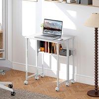 HOMCOM 63 cm Foldable Computer Desk on Wheels for Small Spaces White