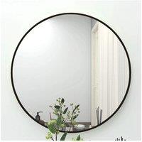 80cm Dia Nordic Round Wall Mirror with Black Frame