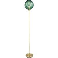 Happy Homewares Designer Chic Floor Lamp with Brushed Metal Base & Glass Shade in Green