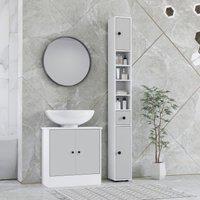 Kleankin Slim Bathroom Cabinet, Toilet Roll Storage w/ Shelves, Light Grey