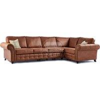 Furnishings For Less UK Oakland Tan Chesterfield 5 Seater L Shape Large Corner Sofa