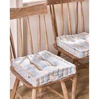 Dibor Set of 4 Blue Striped Indoor Outdoor Seat Pad Box Cushions 40x40cm | Size: 40 cm x 40 cm