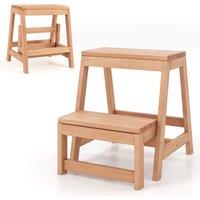 Costway 2-Tier Folding Step Stool Multipurpose 2-Step Ladder Stool in Natural