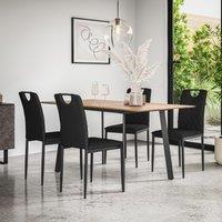 More4Homes Haydon Extending Dining Table & Chairs - Oak Effect Table Top w Black Legs + Monza Faux Leather Dining Chair Set Of 4