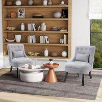 HOMCOM Fabric Single Sofa Upholstered Accent Chair with Pillow Set of 2 in Grey