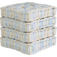 Dibor Set of 4 Blue Striped Chair Seat Pad Garden Box Cushions W40 x L40cm | Size: 40 cm x 40 cm