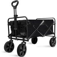 Alivio Folding Wagon Cart, Collapsible Trolley with Adjustable Handle for Holiday Shopping Outdoor Camping Garden Beach in Black