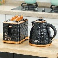 HOMCOM Kettle & Toaster Set 1.7L Rapid Boil Kettle & 2 Slice Toaster in Black