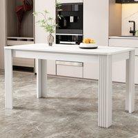 HomeTouch Wooden Dining Table with Unique Leg Pattern in White | Size: 1 Pack