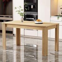 HomeTouch Wooden Dining Table with Unique Leg Pattern in Brown | Size: 1 Pack