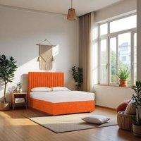 Knight Sleep Emily Plush Bed Set With Mattress, 2 Drawers Same Side & 24Headboard in Orange | Size: Single