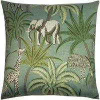 Paoletti Jungle Parade Floral Printed Cushion in Green | Size: 50 cm x 50 cm