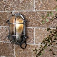 ValueLights Bow Nautical Oval Bulkhead IP64 Outdoor Garden Wall Light in Silver