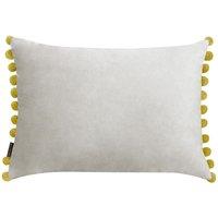 Paoletti Fiesta Soft Velvet Pom Pom Trimmed Cushion in Grey