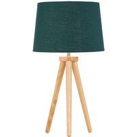 First Choice Lighting Voyage - Light Oak Table Lamp or Bedside Light with Green & Gold Shade in Brown
