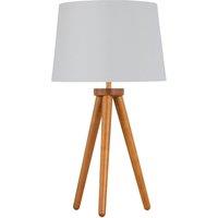 First Choice Lighting Voyage - Dark Oak Table Lamp Bedside Light with White & Silver Shade in Brown