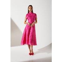 Bow Sleeve Jacquard Dress