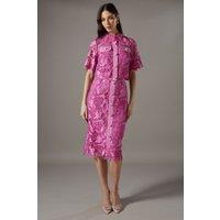Lace Pearl Button Pencil Skirt