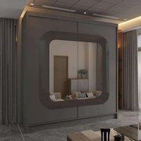 Modern Double Door Sliding Wardrobe W150cm x H217cm x D62cm