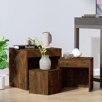 Berkfield Home Nesting Tables 3 pcs Smoked Oak Engineered Wood in Brown