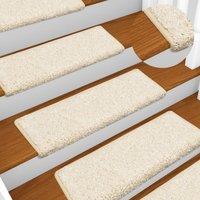 Berkfield Home Carpet Stair Treads 15 pcs 65x21x4 cm White | Size: Medium