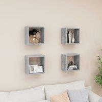 Wall Cube Shelves 4 pcs Concrete Grey 26x15x26 cm