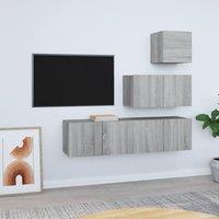 4 Piece TV Cabinet Set Grey Sonoma Engineered Wood