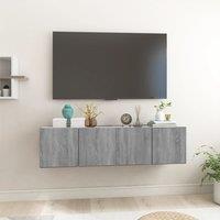 Berkfield Home Hanging TV Cabinet Grey Sonoma 2 pcs 60x30x30 cm Engineered Wood | Size: 60 x 30 x 30 cm