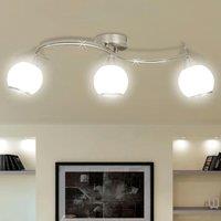 Berkfield Home Ceiling Lamp with Glass Shades on Waving Rail for 3 E14 Bulb in White