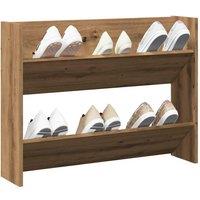 Berkfield Home Wall Shoe Cabinet Artisan Oak 80x18x60 cm Engineered Wood in Brown | Size: 80 x 18 x 60 cm