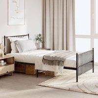 Berkfield Home Metal Bed Frame with Headboard & Footboard Black 100x190 cm
