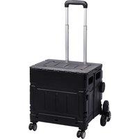 50L Collapsible Rolling Trolley Shopping Outdoor Storage Cart with Adjustable Handle & Ladder Wheels