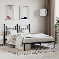 Metal Bed Frame with Headboard Black 150x200 cm King Size
