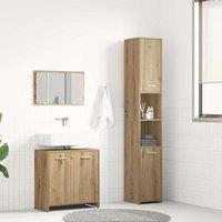 Berkfield Home 3 Piece Bathroom Furniture Set Artisan Oak Engineered Wood in Brown