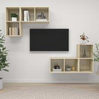 Berkfield Home Wall-mounted TV Cabinets 4 pcs Sonoma Oak Engineered Wood in Brown
