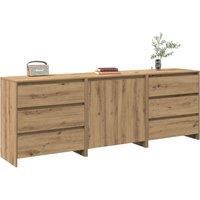Berkfield Home 3 Piece Sideboard Artisan Oak Engineered Wood in Brown