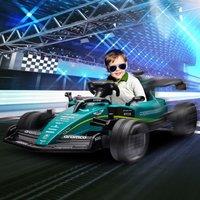 AIYAPLAY 12V Aston Martin Licensed Electric Go Kart w/ 4 Suspension Wheels in Green