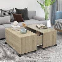 Berkfield Home Coffee Table Sonoma Oak 75x75x38 cm Engineered Wood in Brown | Size: 75 x 75 x 38 cm