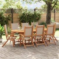 9 Piece Garden Dining Set Solid Wood Acacia and Textilene