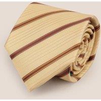Oswin Hyde Men's Classic Stripe Cream Brown Tie