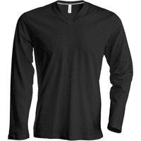 Kariban Men's Slim Fit Long Sleeve V Neck T-Shirt in Grey | Size: 2XL