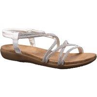 IVACHY Women's Gladiator Sandals Rhinestone Strappy Flat Summer Sandals with Ankle Strap in White | Size: 4