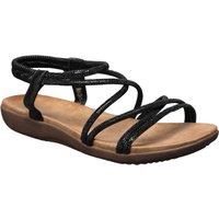 IVACHY Women's Gladiator Sandals Rhinestone Strappy Flat Summer Sandals with Ankle Strap in Black | Size: 3